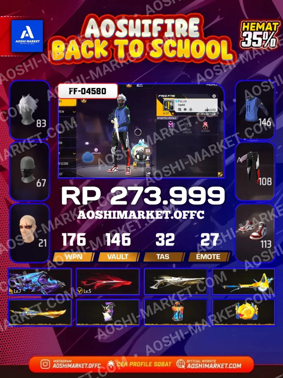 Evo Ak47 7, Evo M1014 Scorpio 5, Sg 2 Peluru Suci, Sg 2 Mamba,Fashion Skin Specification Bluelock On, Yuji Jjk On, Shadow Earthshaker On, Arctic Blue, Angel Ungu On