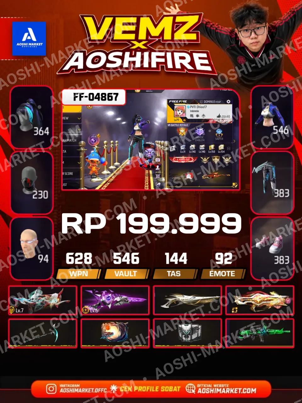 Evo Famas 7, Evo Sg 2 6, Sg 2 Gurun, Sg 2 Trompet, Sg 2 Mamba,Bundle Kagura On, Sasuke On, Angel Merah, Pain On, Yuji Jjk On, Chillin Emoji On, Orochimaru On, Sculpted Excellence On, Uncharted Voyager On