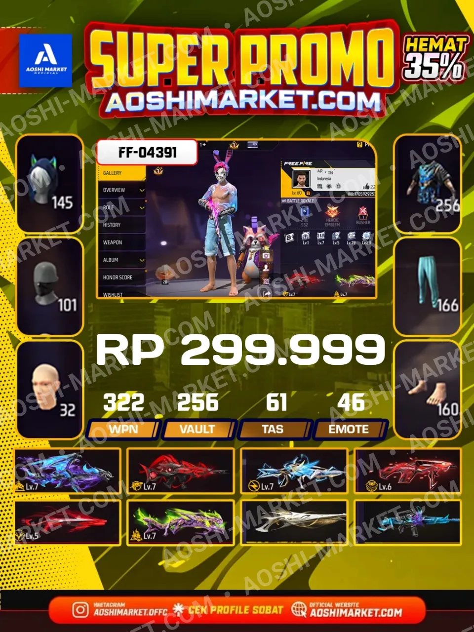 Evo Ak47 7, Evo Xm8 7, Evo M1014 Green Flame Draco 7, Evo Mp40 Cobra 6, Evo Scar Megalodon 7, Evo M1014 Scorpio 5, Sg 2 Mete Merah, Sg 2 Rapper, Sg 2 Mamba, Sg 2 Gurun, Sg 2 Tropical Parrot