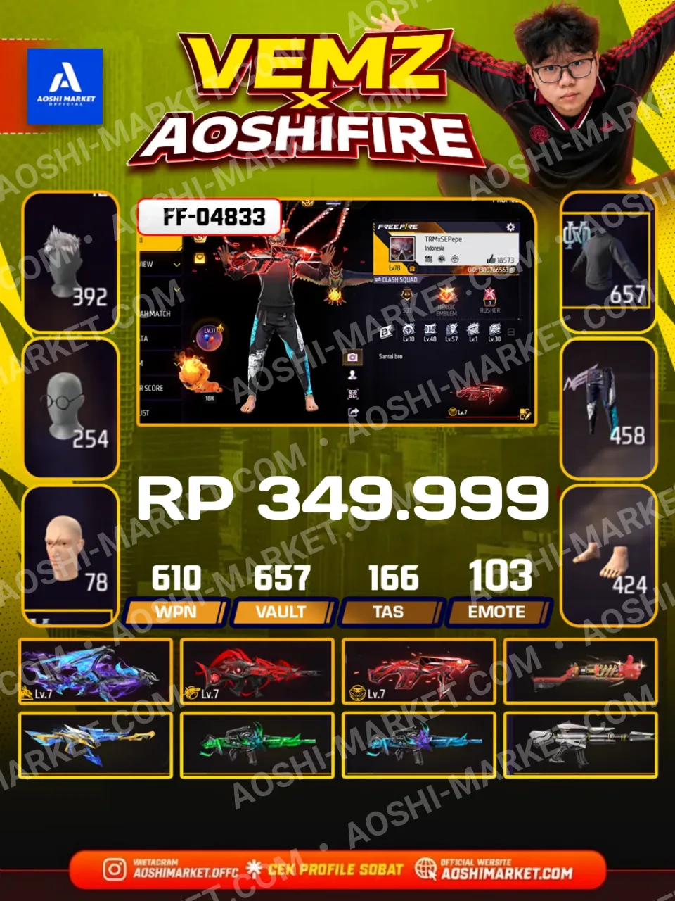 Evo Ak47 7, Evo Scar Megalodon 7, Evo Mp40 Cobra 7, Sg 2 Mete Merah, Sg 2 Rapper, Sg 2 Mamba
